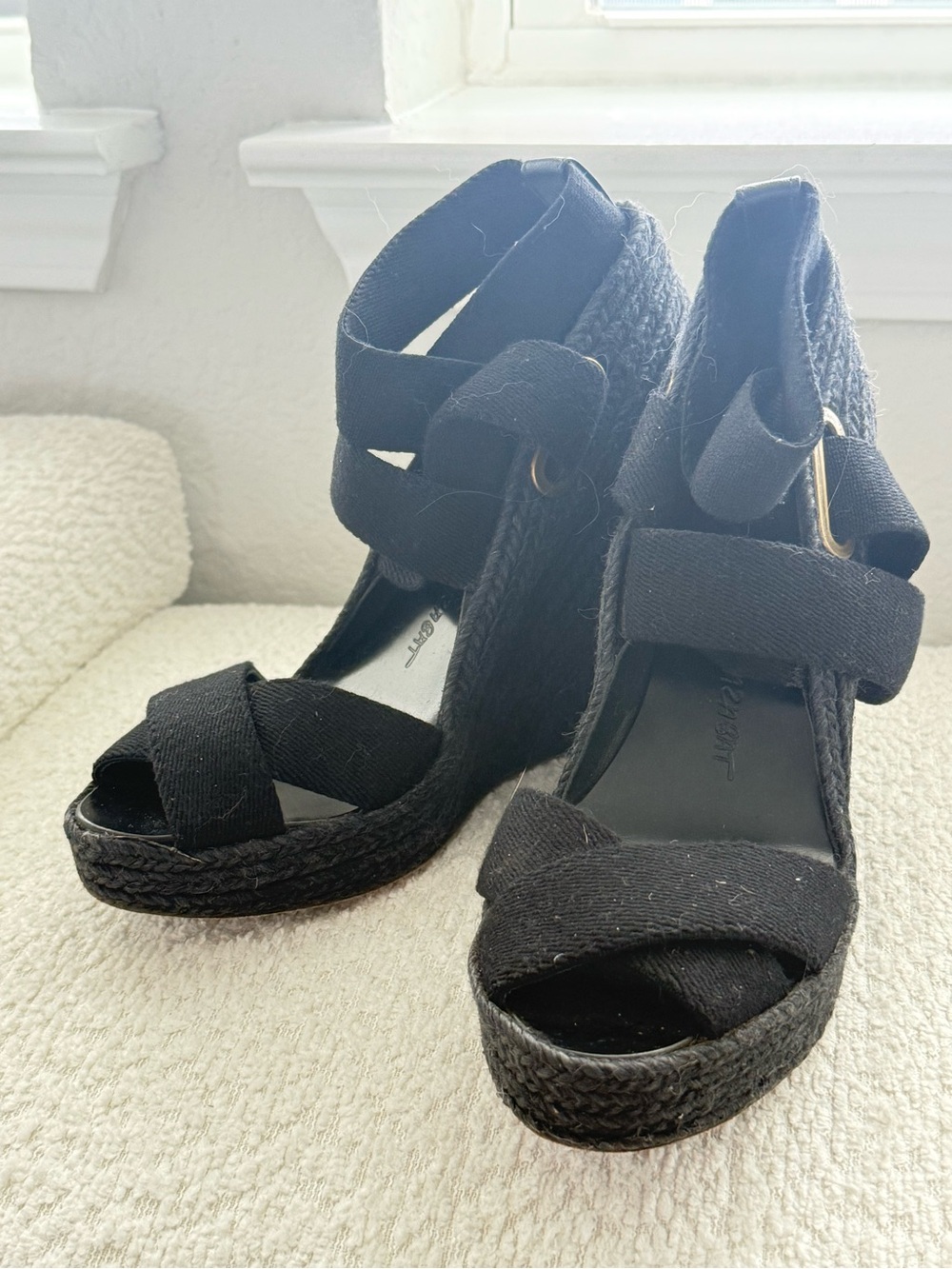 Jean-Michel cazabat espadrille wedge heels navy, size 37 (6.5)